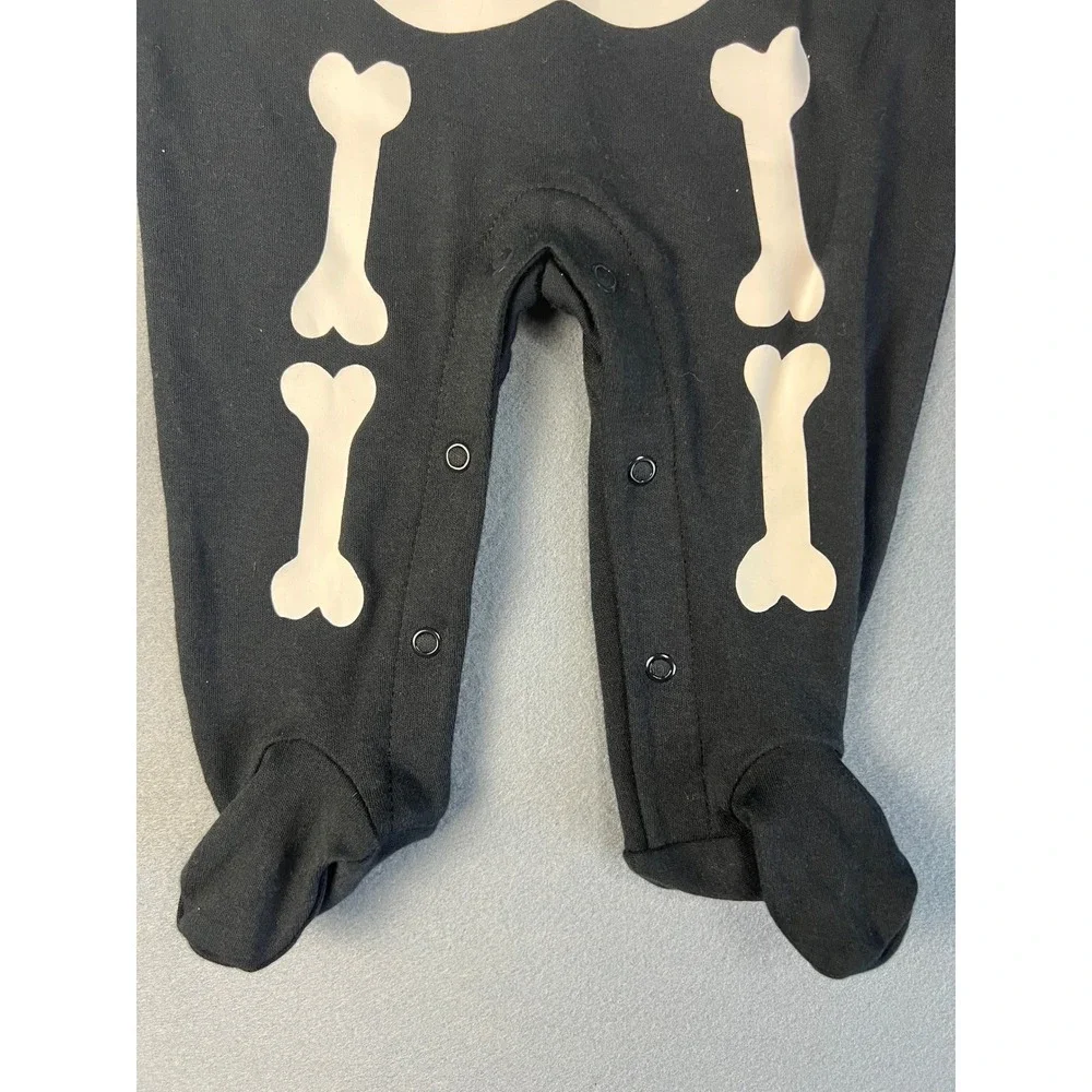 Carter's Skeleton Candy Romper Sleeper‎ Spooky Goth Streetwear Black Cotton 6M